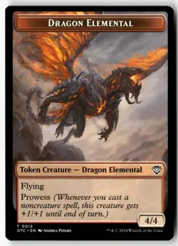 Dragon Elemental/Bird Illusion Two-Sided Token 13/4Outlaws Thunder Junction NM - Image 1