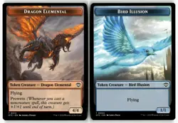 Dragon Elemental/Bird Illusion Two-Sided Token 13/4Outlaws Thunder Junction NM - Image 3