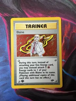 Blaine 1st Edition Gym Challenge Holo Rare Trainer Pokemon Card - Image 1