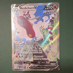 Pokemon TCG Medicham V 186/203 Evolving Skies Rapid Strike Full Art Holo UR - Image 1