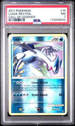 2011 POKEMON CALL OF LEGENDS LUGIA #15 REVERSE FOIL PSA 7 NM #113346542 - Image 1
