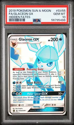 2019 Pokemon Hidden Fates Shiny Vault Glaceon GX SV55/SV94 PSA 10 - Image 1