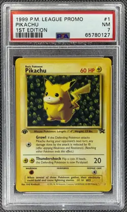 1999 Pokemon Pikachu 1st Edition Black Star Promo #1 PSA 7 - Image 1
