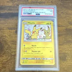 Pokemon TCG Pikachu Team Up Holo Black Star Promo SM162 PSA 7 Eng 2019 - Image 1