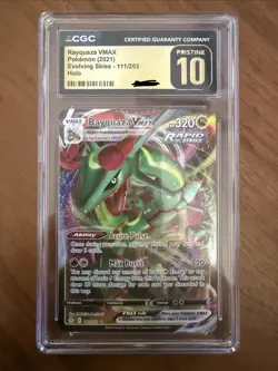 CGC Pristine 10 Rayquaza VMAX 111/203 Evolving Skies Holo Ultra Rare 2021 - Image 1