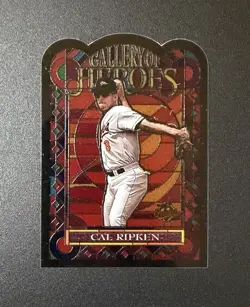 1997 Topps #GH5 Gallery of Heroes Cal Ripken Jr. Die-Cut Stained Glass Insert NM - Image 1