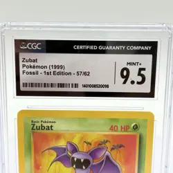 Pokemon TCG Zubat 1st Edition Fossil 57/62 Non-Holo CGC 9.5 MINT+ 1999 Card - Image 4