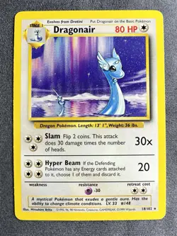 Pokemon TCG Dragonair Base Set Unlimited Rare Card 18/102 NM - Image 1