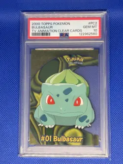 PSA 10 GEM MINT Pokemon Bulbasaur Topps Clear Card PC2 2000 TV Animation - Image 1