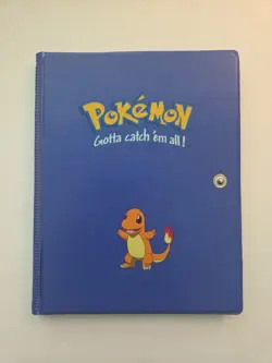 Vintage 1999 Pokemon Charmander Blue 4 Pocket 30 Page Trading Card Binder Read - Image 1