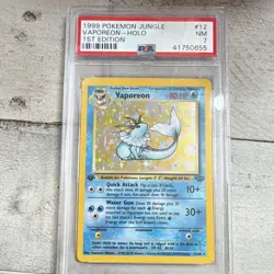 Pokemon TCG Vaporeon Jungle 1st Edition Holo Rare #12/64 PSA 7 (1999) - Image 1
