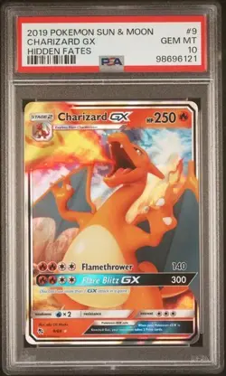 2019 Pokemon Sun & Moon Charizard Hidden Fates 9/68 PSA 10 - Image 1