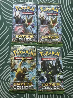 Lot (4) POKEMON XY FATES COLLIDE Sealed 10-Card BOOSTER PACKS - Image 1