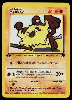 MANKEY 61/82 COMMON TEAM ROCKET POKEMON 1ST EDITION NM - Image 1