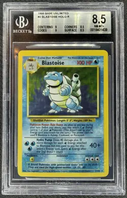 1999 Pokemon Base Set Unlimited Blastoise Holo Rare 2/102 BGS 8.5 - Image 1