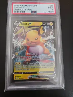 🔵 PSA 9 2022 Pokemon Brilliant Stars RAICHU V #045 Alt Art Holo Mint - Image 1