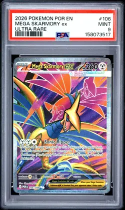 2026 POKEMON POR EN-PERFECT ORDER 106 MEGA SKARMORY EX ULTRA RARE PSA 9 - Image 1