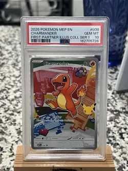 Charmander 2026 Pokemon Promo Holo First Partner Illustration Series 1 PSA 10!🔥 - Image 1