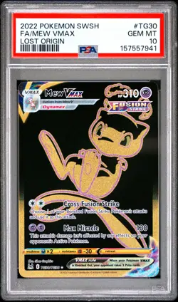 2022 POKEMON SWORD & SHIELD LOST ORIGIN #TG30 FULL ART/MEW VMAX PSA 10 - Image 1
