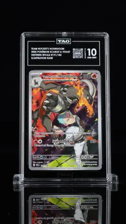 Team Rocket's Houndoom 191/182 Illustration Rare Pokemon Tag 10 Gem Mint - Image 1