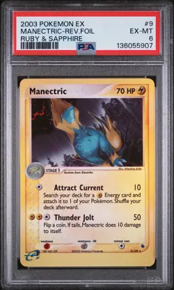 2003 POKEMON EX RUBY & SAPPHIRE #9 MANECTRIC-REVERSE FOIL PSA 6 - Image 1
