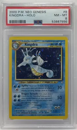 2000 POKEMON NEO GENESIS #8 KINGDRA-HOLO - PSA 8 NM-MT GRADED - Image 1