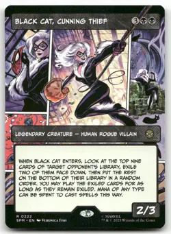 Black Cat, Cunning Thief Borderless R Marvel's Spider-Man 222 MTG NM X1 - Image 1