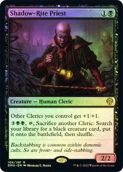 MTG FOIL SHADOW-RITE PRIEST 106 - DOMINARIA UNITED DMU - BLACK HUMAN CLERIC - Image 1