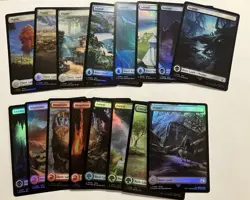 MTG Final Fantasy - Basic Lands Complete Set of 16 - FULL ART - FOIL - NM - Image 1