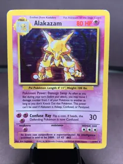 Pokemon TCG Alakazam Base Set Holo Rare 1/102 WOTC 1999 VTG HP - Image 1