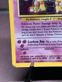 Pokemon TCG Alakazam Base Set Holo Rare 1/102 WOTC 1999 VTG HP - Image 5