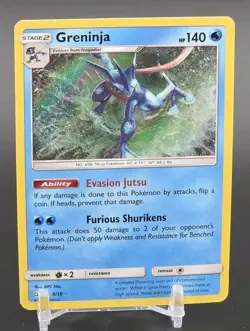 Pokemon TCG Greninja Holo Rare Card Detective Pikachu 9/18 - Image 1