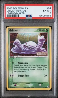 2006 POKEMON EX LEGEND MAKER #54 GRIMER-REVERSE FOIL PSA 6 - Image 1