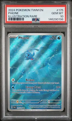 2024 POKEMON TWM EN-TWILIGHT MASQUERADE ILLUSTRATION RARE #175 PHIONE PSA 10 - Image 1