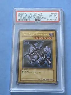 2002 Yugioh LOB Red Eyes Black Dragon P070 1st Edition PORTUGUESE PSA 8 - Image 1