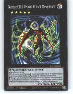Number C104: Umbral Horror Masquerade (Super Rare) EN046 Yu-Gi-Oh 1st Edition NM - Image 1