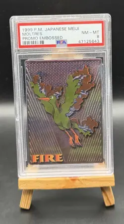MOLTRES FIRE EMBOSSED MEIJI PROMO POKEMON JAPANESE PSA 8 - Image 1