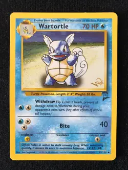 Pokemon TCG Wartortle Gold W Stamp 63/130 Base Set 2 MP Condition WOTC 2000 - Image 1