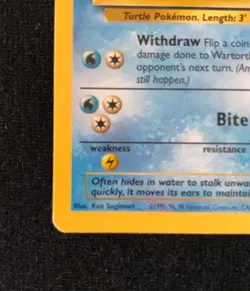 Pokemon TCG Wartortle Gold W Stamp 63/130 Base Set 2 MP Condition WOTC 2000 - Image 4