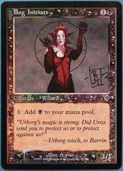 Bog Initiate FOIL Invasion NM Black Common SIGNED MTG CARD (ID# 294273) ABUGames - Image 1