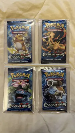 POKEMON XY EVOLUTIONS FULL ARTWORK SET 4X BOOSTER PACKS NEW & SEALED 2016 - Image 1