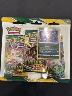 Pokemon SWORD SHIELD EVOLVING SKIES 3-PACK Blister UMBREON PROMO SEALED - Image 1