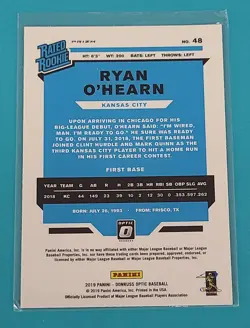 2019 Donruss Optic Holo #48 Ryan O'Hearn Kansas City Royals Baseball Card R2 - Image 2
