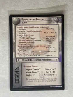 Lord of The Rings LOTR CCG TCG Promo 2004 Tournament Schedule Card - Image 1