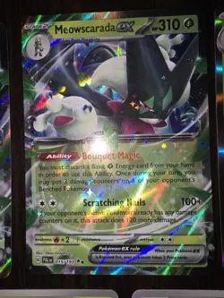 7 Sprigatito, Floragato & Meowscarada Pokemon Cards Including Ex 015/193 See Des - Image 2