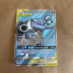 Pokemon Blastoise & Piplup GX Ultra Rare Full Art Holo 214/236 Sm-Cosmic Eclipse - Image 1
