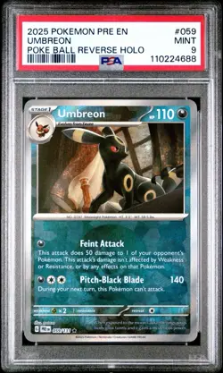 Pokemon TCG: S&V Prismatic Evolutions • Umbreon 059/131 Pokeball Holo • PSA 9 - Image 1