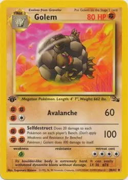 Pokemon Card - Fossil 36/62 - GOLEM (uncommon) **1st Edition** - NM - Image 1