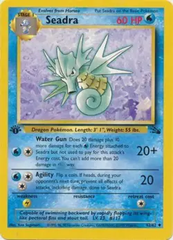 Pokemon Card - Fossil 42/62 - SEADRA (uncommon) **1st Edition** - NM - Image 1