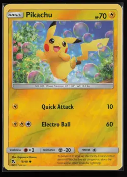 POKEMON PIKACHU HIDDEN FATES #19 REVERSE HOLO COMMON NM/M - Image 1